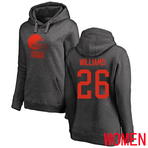 Cleveland Browns Greedy Williams Women Ash Jersey #26 NFL Football One Color Pullover Hoodie Sweatshirt->women nfl jersey->Women Jersey